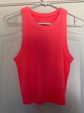 aerie Neon Coral Ribbed Tank Top